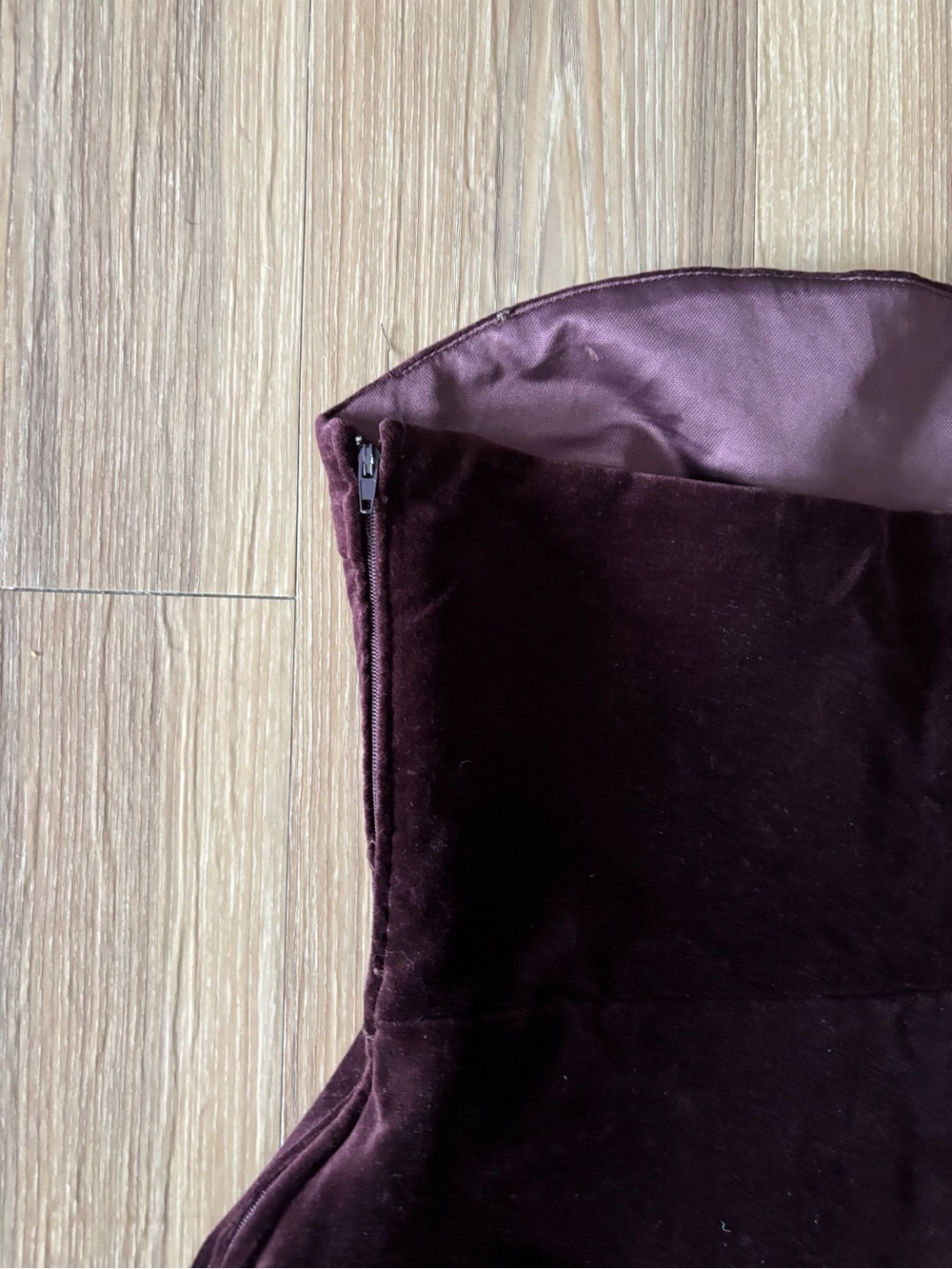 ZARA Strapless Burgundy Velvet Top Bustier Womens M Whimsigoth Formal - Picture 6 of 8